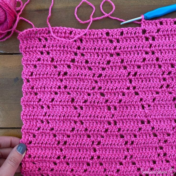 the crochet pattern is being worked on