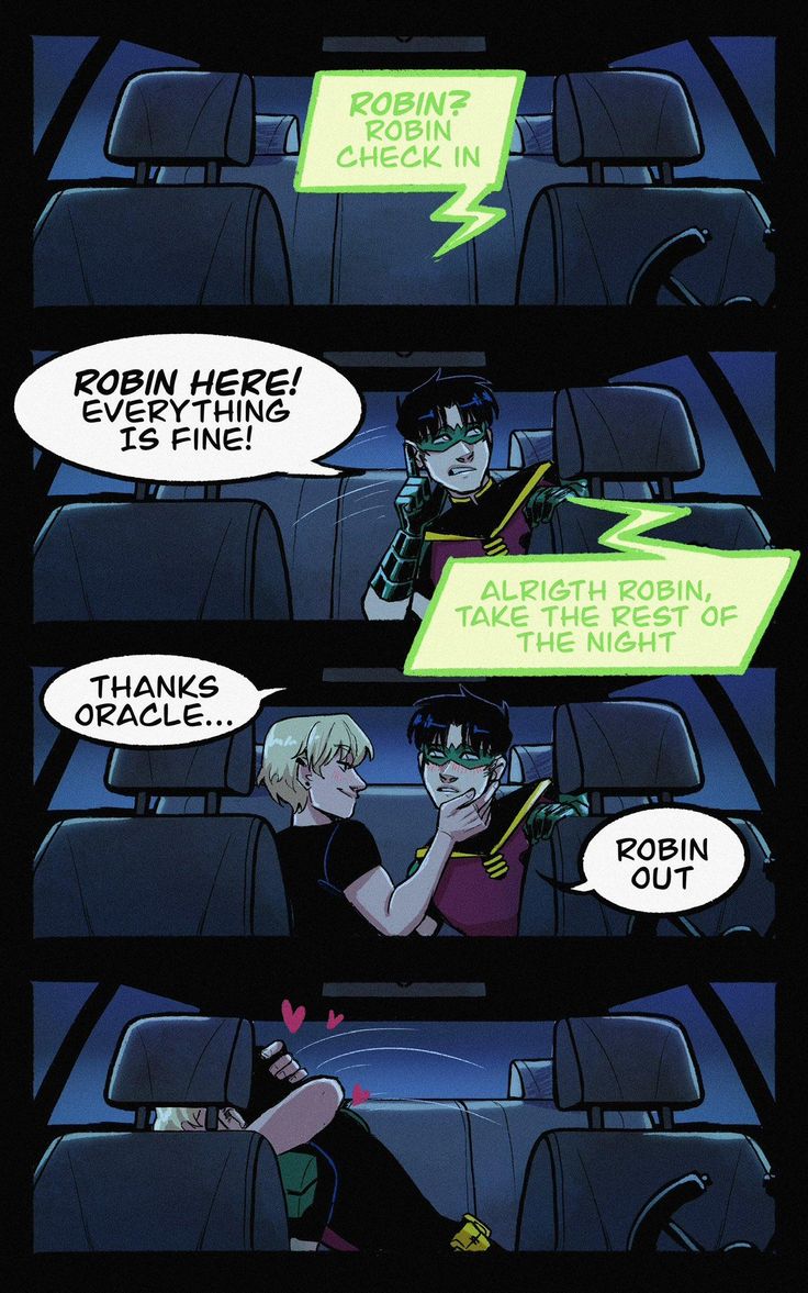 the comic strip shows two people talking to each other while sitting in a car with neon lights