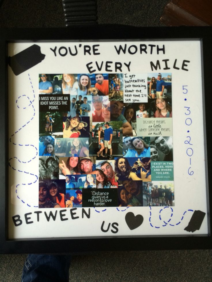 a collage of people's faces and words in a black frame with the words, you're worth every mile between us