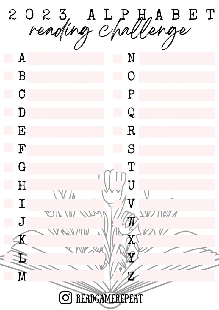 a pink and white poster with the words reading challenge written in cursive writing