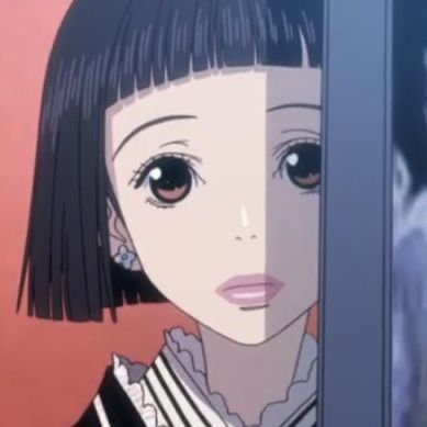 an anime character with black hair and big eyes