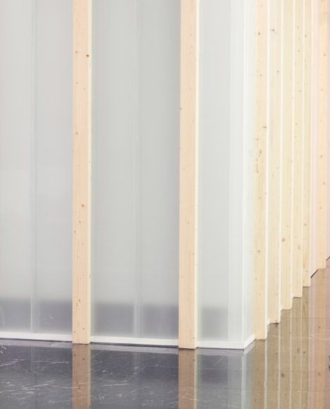 a cat sitting on the floor in front of some white walls