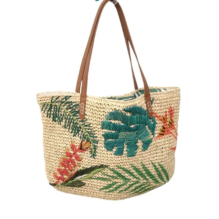 New Condition, Never Used Woven Beach Bag That's Lined. Eco-friendly Brown Shoulder Bag For Vacation, Casual Brown Shoulder Bag For Beach, Brown Straw Shoulder Bag For Vacation, Brown Shoulder Bag With Braided Handles For Vacation, Vacation Brown Woven Shoulder Bag, Vacation Woven Brown Shoulder Bag, Casual Beige Shoulder Bag For Vacation, Bohemian Brown Bags For Beach Season, Beige Shoulder Bag For Vacation