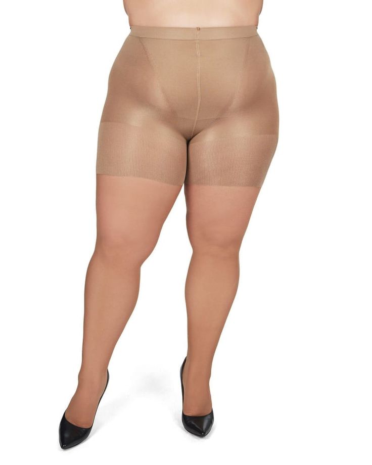 These plus-size shapewear shorts offer a smooth foundation for your dresses and skirts. Compression Shapewear Tights With Short Legs, Short Compression Tights Shapewear, Mid-thigh Length Fitted Shapewear Tights, Compression Shapewear Legwear With Smoothing, Smoothing Shapewear Tights, Mid-thigh Length, Smoothing Mid-thigh Shapewear Tights, Fitted High-cut Leg Shapewear Hosiery, Micro-elastic High-cut Leg Shapewear Tights, Compressive High-cut Leg Nylon Shapewear