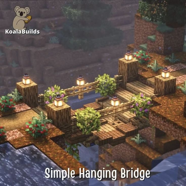 Small Bridges Minecraft, Minecraft Path Aesthetic, Minecraft Boardwalk Ideas, Minecraft Bridge Going Up, Small Build Ideas Minecraft, Minecraft Archery Range Ideas, Minecraft Bridge Mountain, Minecraft Hanging Bridge Ideas, Minecraft Stone Path Ideas