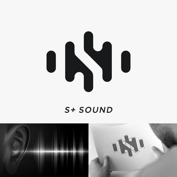 the logo for s - sound is shown in black and white, with an image of a man's ear