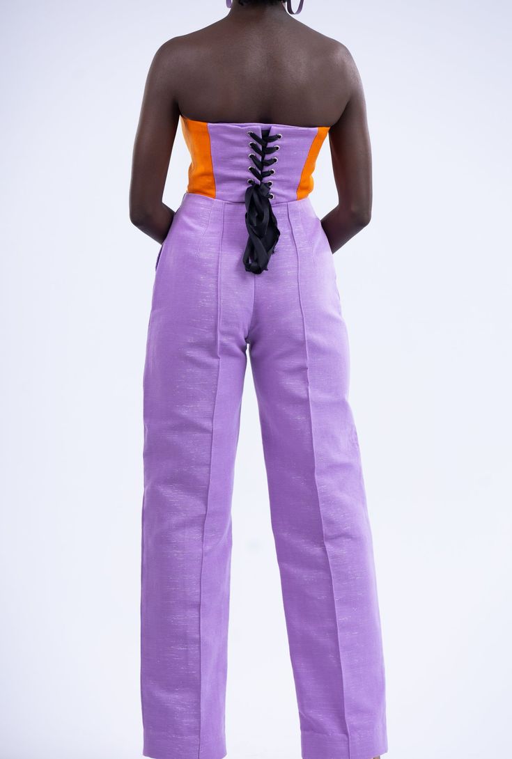 High Waist Kente pants — iLORM Corset With Trousers, Kente Corset, Kente Outfits, Digital Lavender, Net Skirt, Victorian Corset, Woman Pants, Crop Vest, Silk Pattern