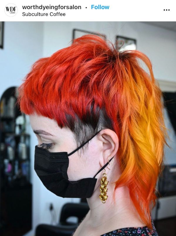 60 Shaggy Mullet Haircuts (or Shaglets / Shullets / Mullet Shags) for 2023 Fashion Mullet Women, Orange Mullet, Mullet With Shaved Sides, Mullet Ideas, Red And Orange Hair, Mullet Cut, Mullet Shag, Modern Mullet Haircut, Shaggy Mullet