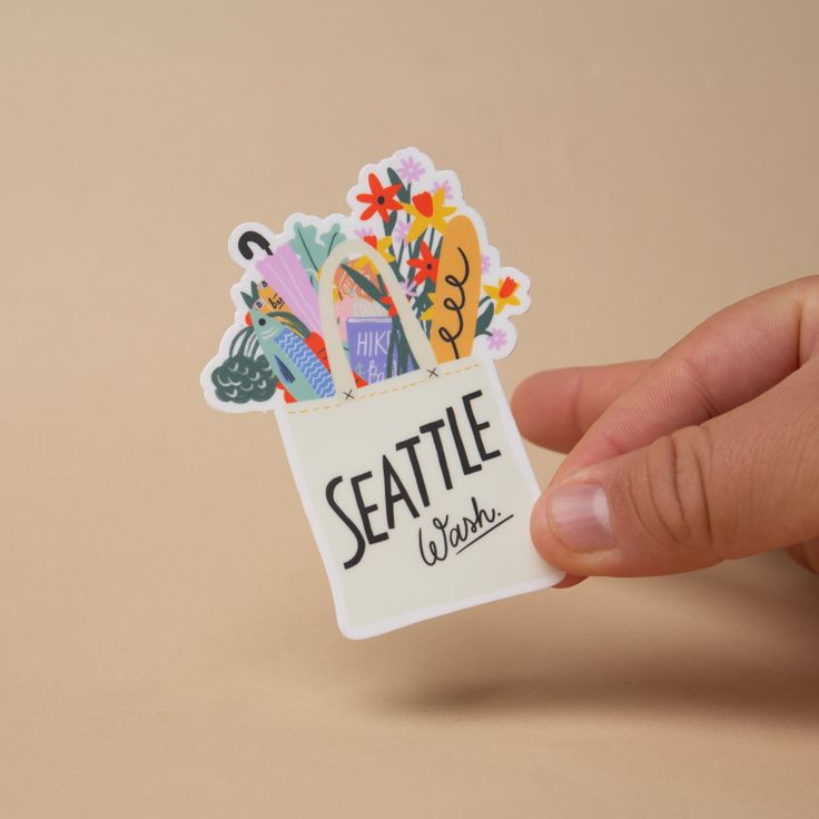 2.59" x 3.5" Die Cut Matte Finish Sticker Best Selling Stickers, Seattle Market, Sticker Photography, Stickers Photography, Tea Stickers, State Stickers, House Stickers, Sticker Inspiration, Event Stickers