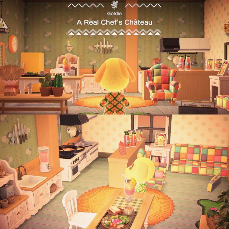 an animated image of a kitchen and living room in a dollhouse with lots of furniture