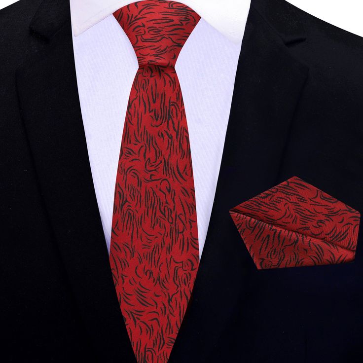 Eternal Red Abstract Tie This new red edition of the Eternal Tie brings back the coveted rich cardinal red and black colorway that is a staple to any modern wardrobe. The red background combined with a black, abstract, wavy lined overlays creates an unforgettable pattern you will want to wear to work, church or even an interview. The PRIME Logo adorns the back of the tie and creates an additional tie keep for your tie to stay in place. Choose From: Single Tie Tie and Pocket Square Material of Ti Classic Red Tie With Pocket Square, Classic Red Suit Accessories With Pocket Square, Classic Red Suit And Tie Accessories With Pocket Square, Elegant Burgundy Suit And Tie Accessories For Business, Red Tie With Pocket Square For Black Tie Event, Elegant Red Suit And Tie Accessories With Pocket Square, Red Standard Tie, Elegant Burgundy Tie For Formal Occasions, Elegant Pocket Square For Formal Occasions