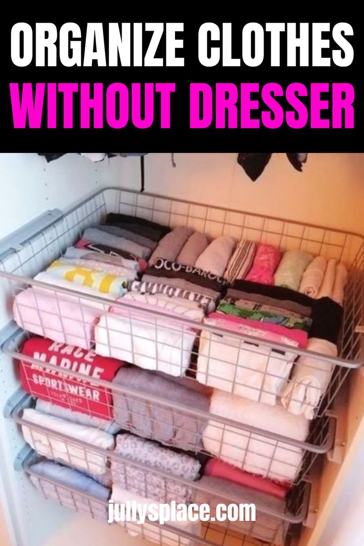 Organize clothes without dresser Drawer Organization Clothes, Master Closet Storage, Dresser Top Organization Ideas, Dresser Alternative, Dresser Top Organization, Clothes Storage Solutions, T Shirt Storage, Clothes Storage Ideas, Organization Clothes