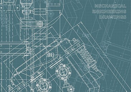 blueprint drawing of mechanical engineering drawings