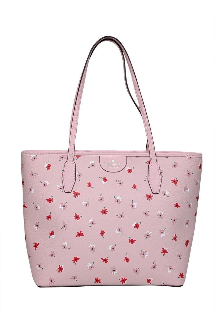 Current Boutique-Kate Spade - Pink Floral Tote Bag Spring Floral Print Shoulder Bag For Everyday Use, Spring Pink Pouch Shoulder Bag, Pink Pouch Shoulder Bag For Spring, Floral Print Bags For Everyday Use In Spring, Floral Print Shoulder Bag For Travel And Spring, Floral Print Shoulder Bag For Spring Travel, Floral Print Shoulder Bag For Shopping, Spring Floral Print Shoulder Bag For Shopping, Spring Shopping Tote Bag