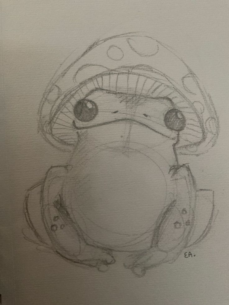 a drawing of a frog with a hoodie on it's head and eyes