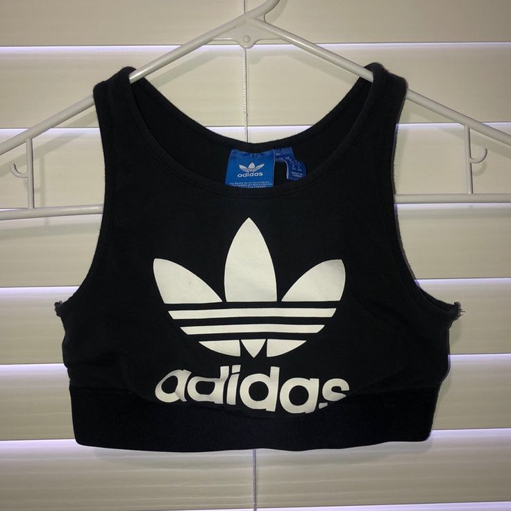 Never Worn Adidas Sports Bra Black Cotton Sports Bra For Summer, Fitted Adidas Athleisure Top, Fitted Adidas Athleisure Top With Logo, Fitted Adidas Logo Top In Athleisure Style, Black Sports Bra For Summer Sports Events, Adidas Fitted Tops For Sports, Adidas Fitted Sports Top, Fitted Adidas Activewear For Streetwear, Fitted Adidas Tops For Sports