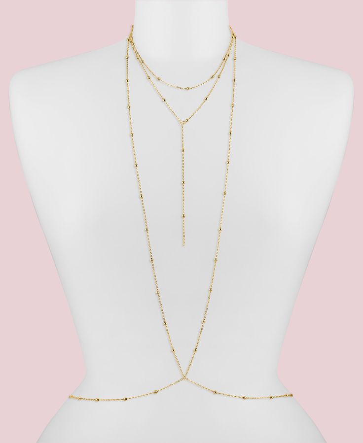 This is the statement piece of the season. Wear it with your favorite crop top, bikini or peeking out under you cowl neck slip dress with an oversized blazer for the fall. We made it with a a choker detail, dainty chain and beads as we know how much you love our Emina chain. Waist Length: 27" + 7" please note it is easily adjustable. Body Jewelry Outfit, Chain Body Harness, Cowl Neck Slip Dress, Bodysuit Tops, Bangle Ring, Silver Jewelry Necklace, Body Harness, Dainty Chain, Neck Chain