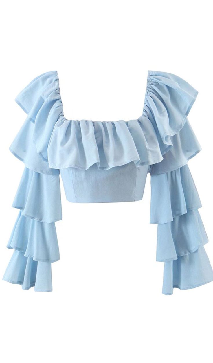 RUFFLE-TRIMMED CROP TOP Effortlessly Chic and Stylish Elevate your summer wardrobe with this stunning ruffle-trimmed crop top. Designed for a day out in the sun, this top features delicate ruffle detailing along the neckline and hem, adding a touch of femininity to your outfit. Pair it with high-waisted jeans for a casual and trendy look, or dress it up with a flowy skirt for a chic and effortless summer ensemble. Superior Quality and Care Our crop top is made from high-quality materials to ensu Summer Cropped Blouse With Ruffles, Summer Cropped Ruffle Blouse, Trendy Cropped Summer Blouse, Chic Ruffled Crop Top For Spring, Cropped Ruffle Blouse For Day Out, Cropped Ruffled Blouse For Day Out, Fitted Ruffle Crop Top For Vacation, Fitted Ruffles Crop Top For Brunch, Fitted Ruffle Crop Top For Brunch