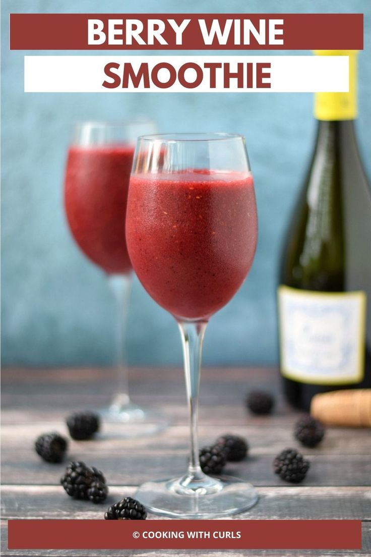 berry wine smoothie in two glasses with blackberries on the side