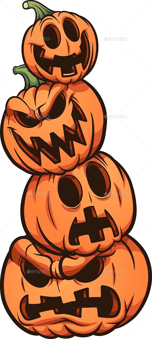 three pumpkins stacked on top of each other with the words halloween written below them