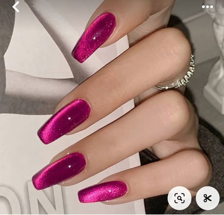 Pink Chrome Nails, Magnetic Nail Polish, Velvet Nails, Chrome Nails Designs, Crystal Cat, Cat Eye Gel Polish, Hot Pink Nails, Gel Set, Colorful Nails