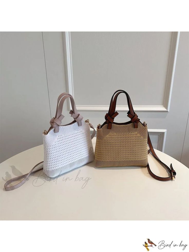 Bird in Bag - Adjustable Shoulder Vacation Handbag Trendy Beige Handheld Crochet Bag, Beige Satchel With Large Capacity For Spring, Beige Large-capacity Satchel For Spring, Spring Beige Satchel With Large Capacity, Beige Handheld Crochet Bag For Shopping, Trendy Cream Crochet Bag For Daily Use, Beige Double Handle Shoulder Bag For Spring, Trendy Beige Satchel For Spring, Large Capacity White Crochet Bag For Shopping