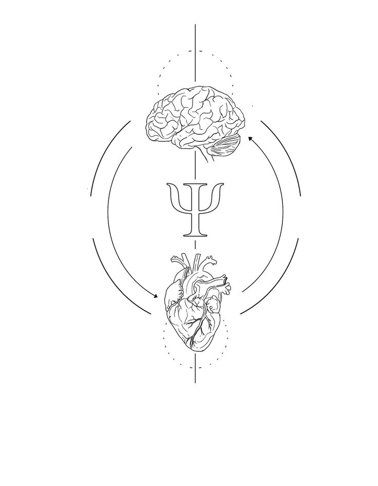 the heart and brain are connected to an arrow with arrows pointing in different directions on it