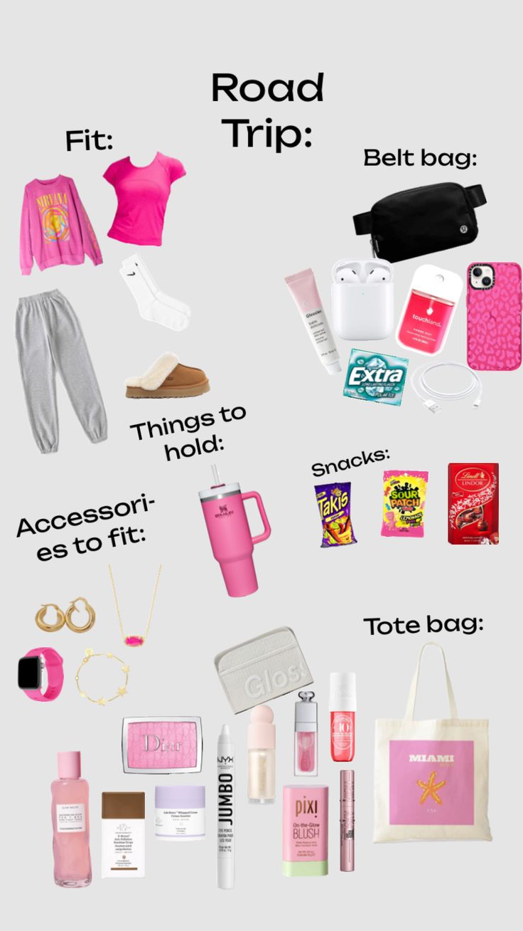 the contents of a travel bag are shown in this graphic style, including clothing and accessories