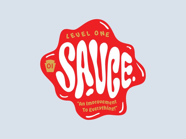 the logo for sauce is shown in red and white letters on a blue background that reads,