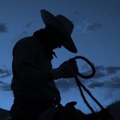 a man riding on the back of a brown horse at night with a rope in his mouth