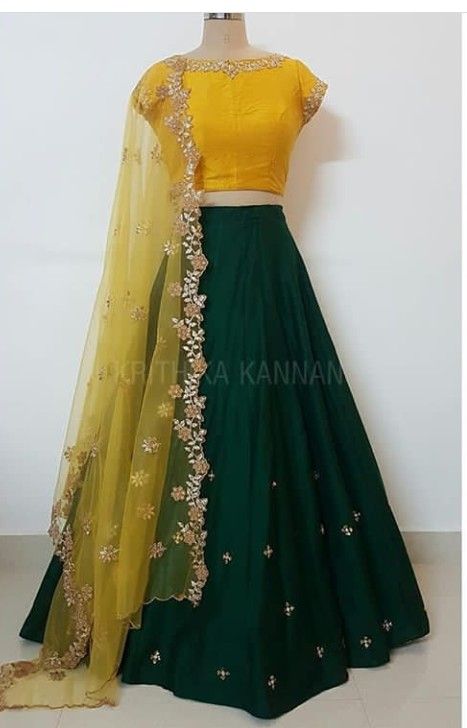 Haldi Outfits, Lehenga Saree Design, Simple Lehenga, Half Saree Lehenga, Long Gown Design, Lehenga Designs Simple, Partywear Dresses, Anarkali Dress Pattern, Half Saree Designs