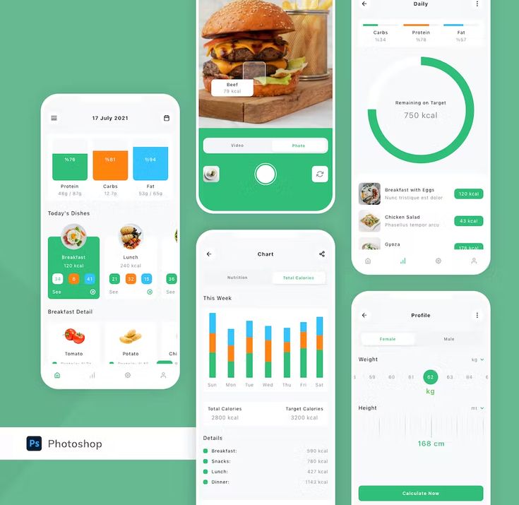 the food app is designed to look like an app