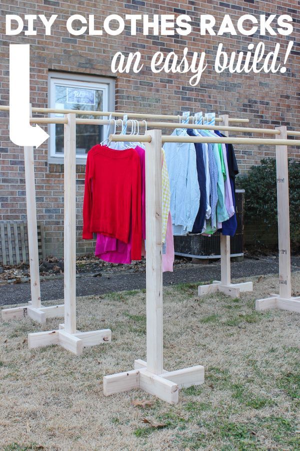 clothes racks are made out of wood with the words diy clothes racks an easy build