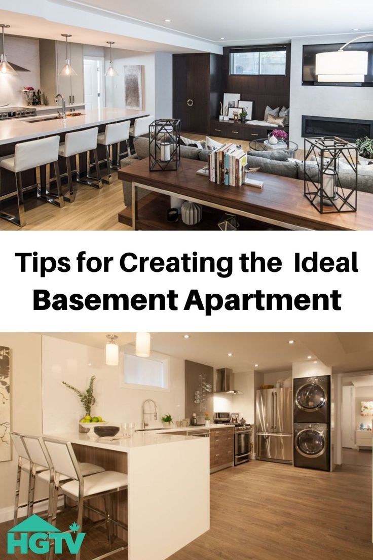 two pictures with the words tips for creating the ideal basement apartment