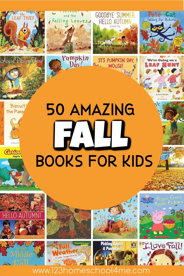 books for children with the title 50 amazing fall books for kids