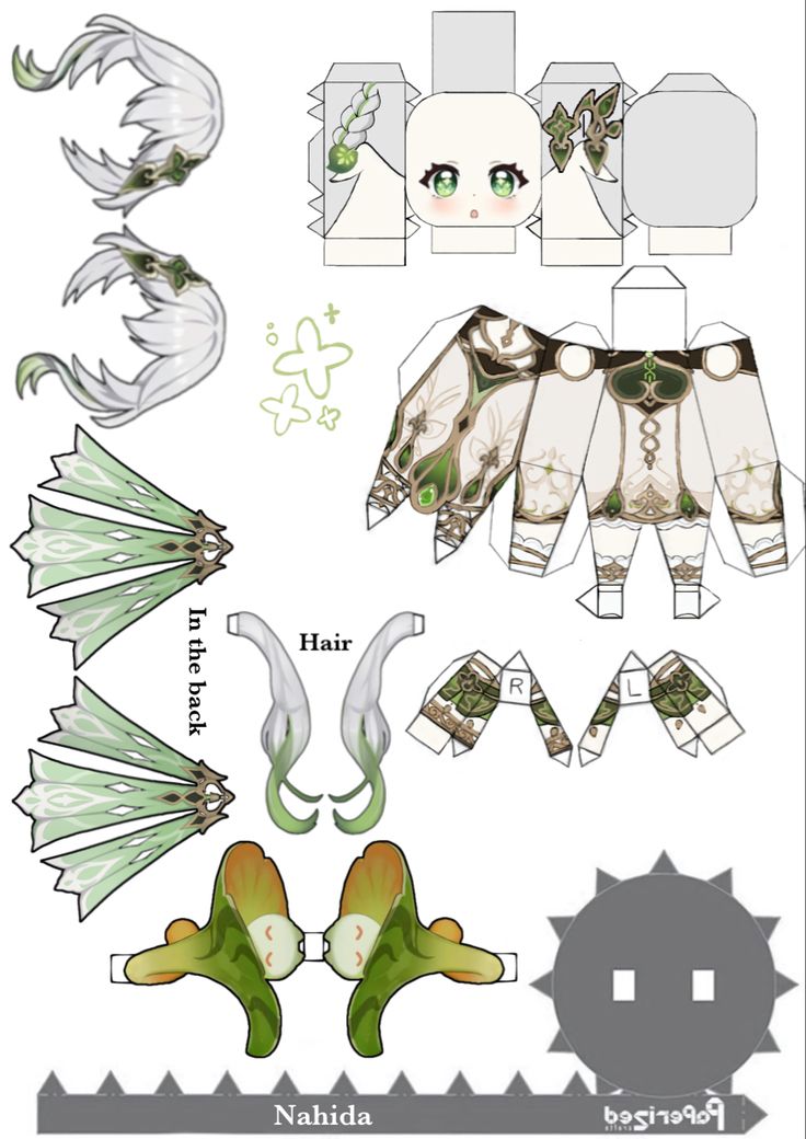 the paper doll is designed to look like an elf's head and tail, with wings