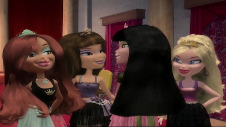 three barbie dolls are standing next to each other