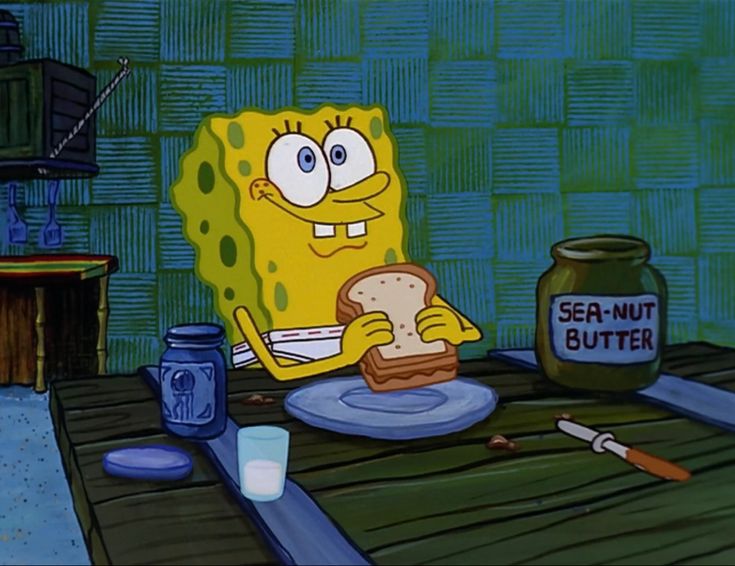 spongebob eating peanut butter and jelly