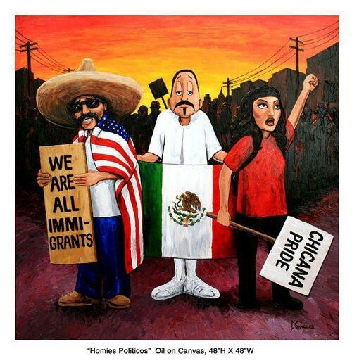 an image of two mexican people holding signs