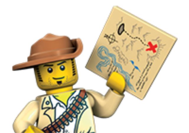 a lego man with a hat holding a map in his hand and wearing a cowboy hat