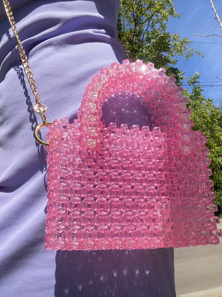 "Tote" bag - available for purchase - golden chain included - can hold a phone and other important things - production time: 5-7 days Hand Beaded Bag, Golden Chain, Beaded Bag, Pink Beads, Bag Handmade, Beaded Bags, Handmade Accessories, Hand Beading, Ukraine