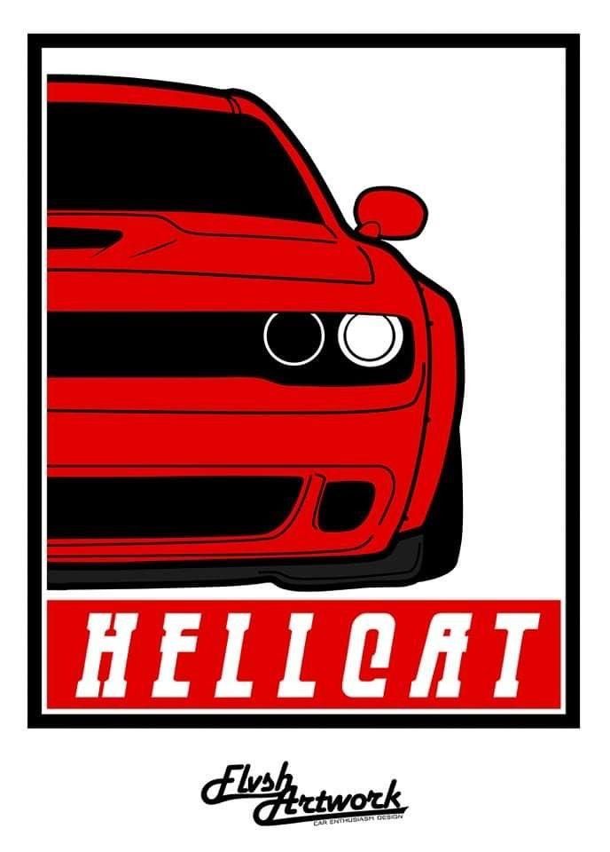 a red car with the words hellcat on it