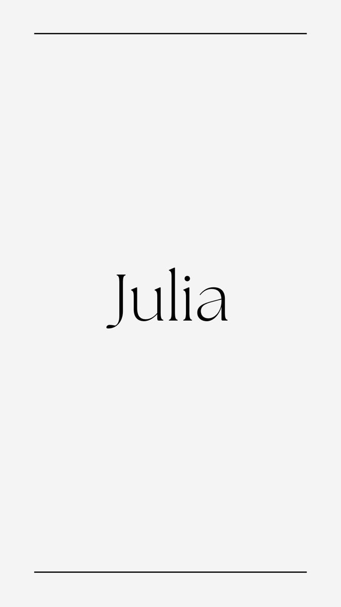 the word julia written in black on a white background