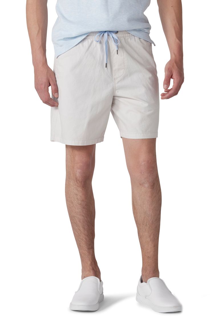 A smocked drawstring waist means a flexible fit in these sun-ready shorts that are made from stretch-enhanced cotton. 7" inseam; 24" leg opening; 12 1/4" front rise; 15" back rise (size Large) 98% cotton, 2% elastane Machine wash, line dry Imported Summer Cotton Pull-on Shorts, Relaxed Fit Pull-on Beach Shorts, Cotton Beach Shorts With Drawstring, Beach Cotton Shorts With Drawstring, Cotton Shorts With Elastic Waistband For Warm Weather, Warm Weather Cotton Shorts With Elastic Waistband, Vacation Relaxed Fit Pull-on Shorts, Bermuda Cotton Swim Trunks For Vacation, Beach Season Cotton Shorts With Drawstring