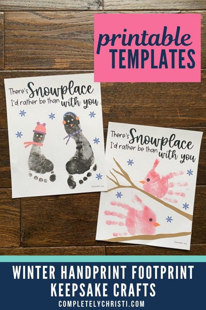 three handprint footprints with snowflakes on them and the words printable templates