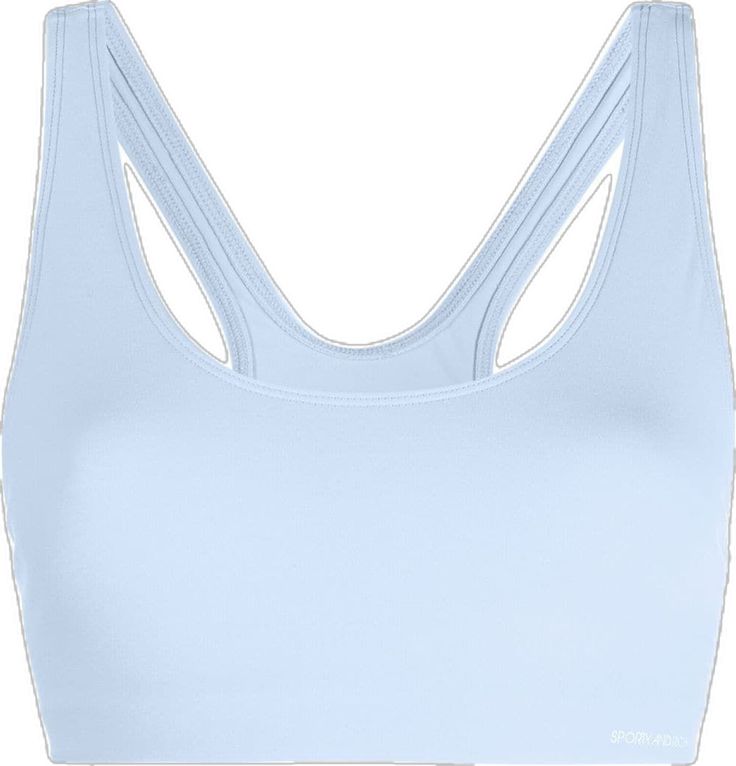 Blue High Stretch Sports Bra, Blue Racerback Sports Bra For Light Sports, Compressive Tank Top For Light Sports, Fitted Sports Bra With Scoop Back, Blue High Stretch Racerback Sports Bra, Light Exercise Crop Top With Medium Bust Support, High Stretch Blue Racerback Sports Bra, Blue Racerback Sports Bra With Medium Bust Support, Blue Seamless Scoop Neck Sports Bra