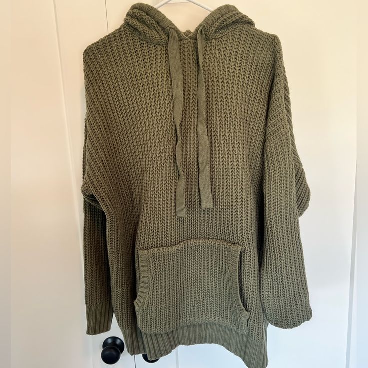 This Sweatshirt Is Such A Cute Transitional Piece For Spring Or Fall! Never Worn. Size Xl But Is Oversized. Oversized Knit Sweater For Loungewear, Oversized Comfy Soft Knit Top, Oversized Knit Hoodie For Fall, Slouchy Casual Sweater For Loungewear, Comfortable Chunky Knit Sweater For Loungewear, Slouchy Knit Sweater For Loungewear, Oversized Soft Knit Hoodie, Cozy Waffle Knit Sweater For Loungewear, Oversized Knitted Casual Sweatshirt