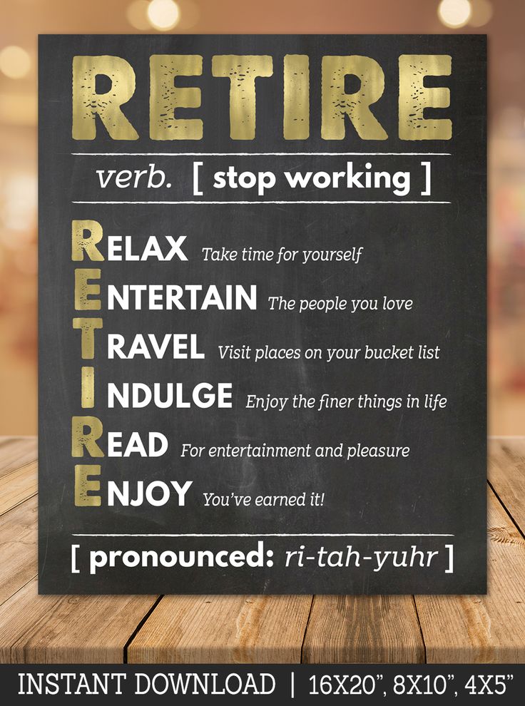 This Retirement party sign gives the meaning of the word Retire and what each letter stands for. Relax, Entertain Travel, Indulge, Read, Enjoy. A printable retirement sign. Retirement Posters Ideas, What To Do At A Retirement Party, Retirement Party Color Scheme, Retirement Signs Ideas Free Printable, Retirement Chalkboard Sign, Retirement Party Cakes For Men, Classy Retirement Party Ideas, Retirement Dinner Ideas, Retirement Party Decorations For A Man