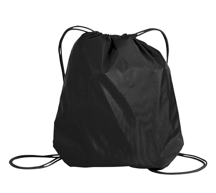 a black drawsack bag on a white background