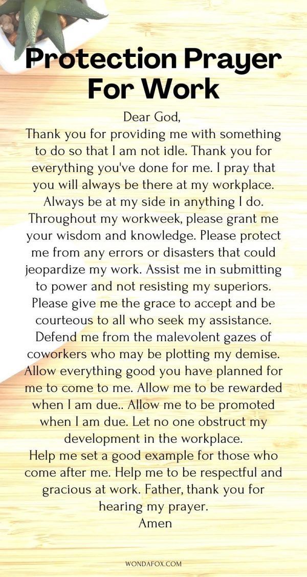 a prayer for the protection of work